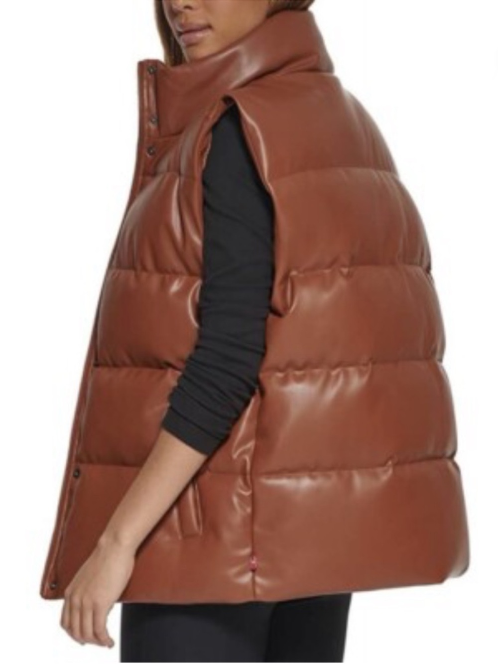 Levi’s Water Resistant Faux Leather Puffer Vest Camel XXL - Picture 4 of 4